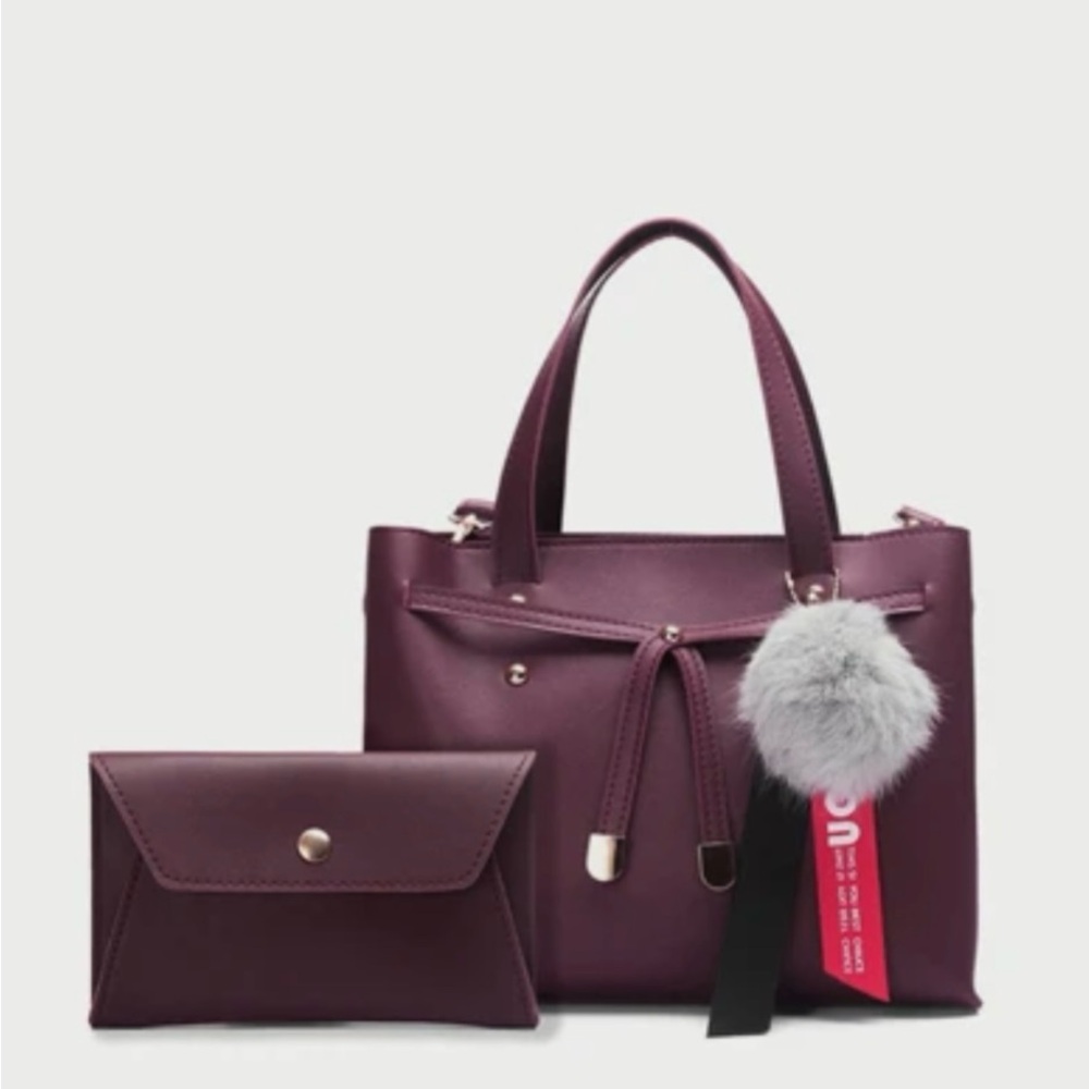 SHEIN Burgundy Handbag and Envelope Wallet